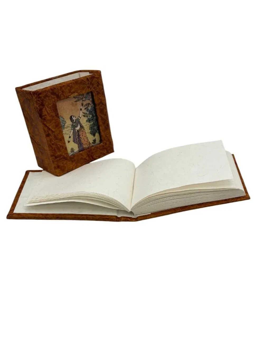 Handmade Rajasthan India Papier Mâché Pen Holder & Decorative Book Box Set Boho